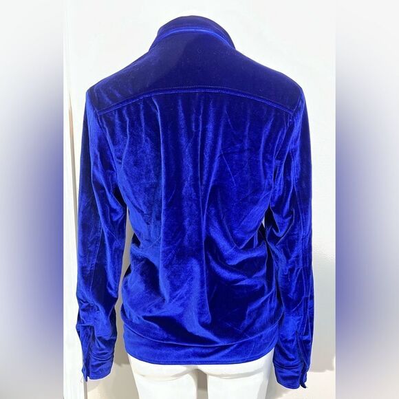 Filthy Wealth jacket electric blue‎ faux suede long sleeve button up casual -1 - Picture 4 of 5